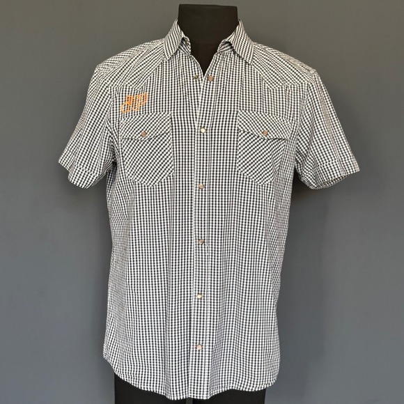 Diesel Sfolta Western Snap Shirt | Sz M | Black White Gingham Rockabilly Western - Picture 2 of 6
